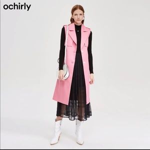 New Ochirly pink cotton trench vest sleeveless long vest